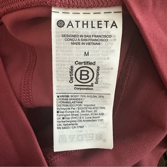 ATHLETA Transcend Stash Crop Straight Leg Coral Activewear Leggings Tight Pants - Picture 11 of 12